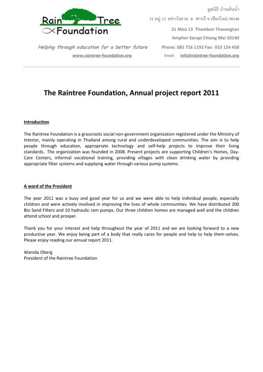 Annual Report with Financial Statement 2011